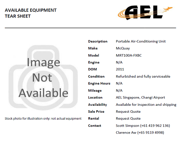 <b>Available Equipment Tear Sheet</b>